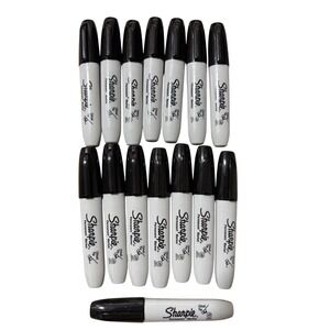 Sharpie Permanent Markers Black Chisel Tip Lot of 15 New no packaging